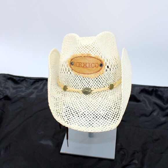 Gonzalez 1976 Cowboy Hat White Straw Sombrero Vaquero Mexicano - Picture 3 of 7